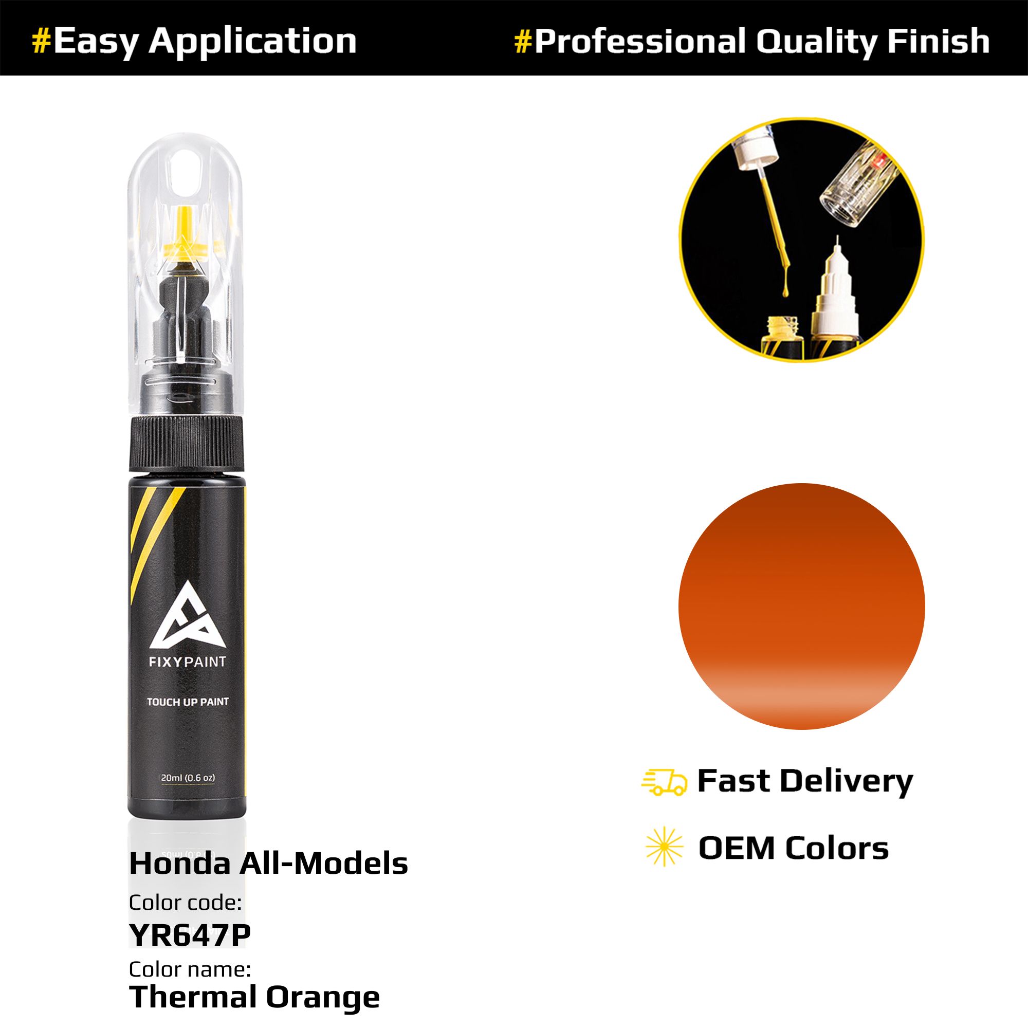 Touch up Paint for Honda Code: YR647P Thermal Orange Professional Repair